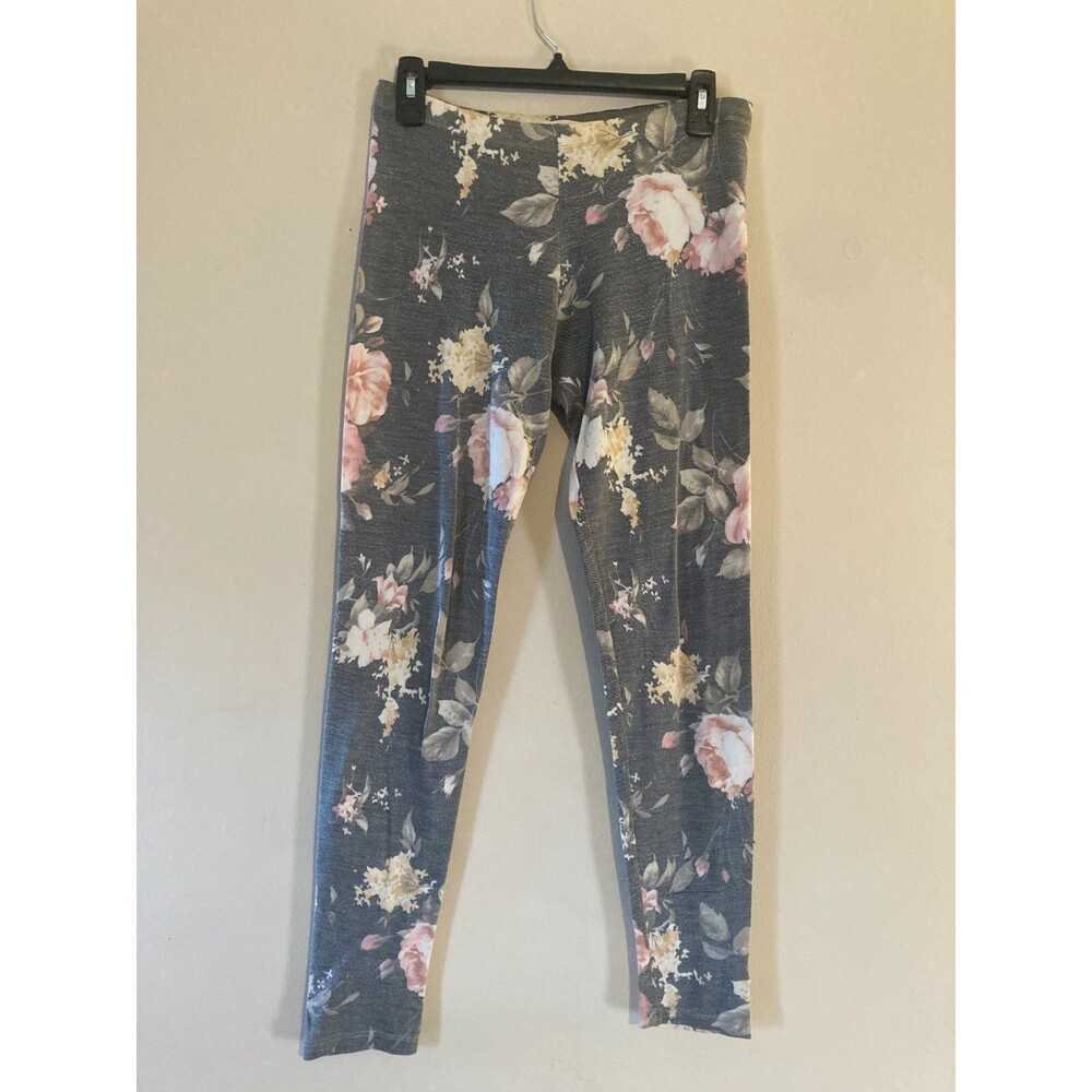 Ardene Floral Print Grey Blue Pants - Size Small / Petite